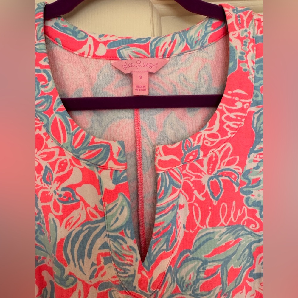 Lilly Pulitzer Estrada Pink Sun Ray Summer Siren French Terry Shift Dress S